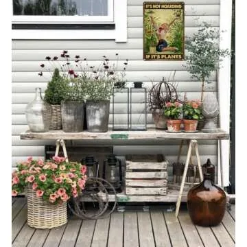 Bestylez Gardening Gifts Vintage Gardening Sign It‘s Not Hoarding If It's Plants Tin Sign for Home Garden Greenhouse Living Room Bedroom Outdoor Decor 8X12 Inch (3066)