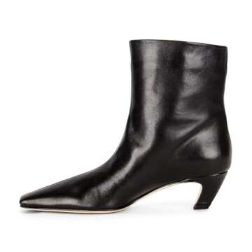 FSJ Women Square Toe Comfort Kitten Low Heel Ankle Boots Slip On Booties Winter Faux Suede Dress Sho...