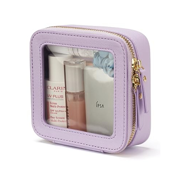 Small Cosmetic Bag for Purse Mini Makeup Bag for School Cute Clear Make Up Pouch for Travel Tiny Lea...