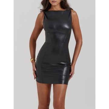 Stylish Zebaexf Faux PU Leather Mini Dress for Women