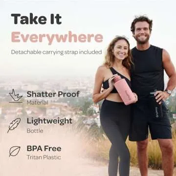 Hydracy 2L Large Water Bottle, Leakproof and Motivational