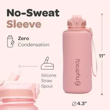 Hydracy 2L Large Water Bottle, Leakproof and Motivational