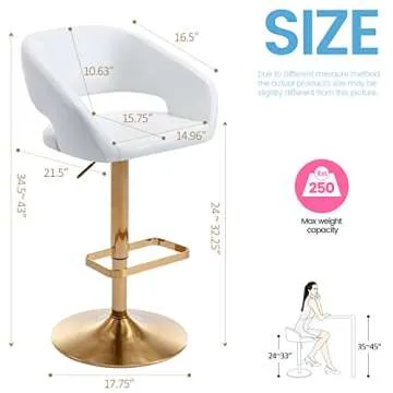 Vogue Furniture Direct Adjustable Bar Stool - Modern Design