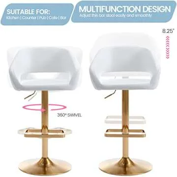 Vogue Furniture Direct Adjustable Bar Stool - Modern Design