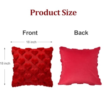 Valentines Day Decorations Pillow Covers - 18x18 inch Set of 2 Heart Shaped Pattern Faux Fur Soft Pl...