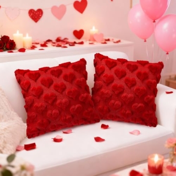 Valentines Day Decorative Pillow Covers - Set of 2 Soft Plush