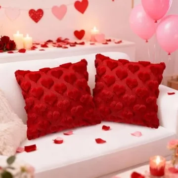 Valentines Day Decorative Pillow Covers - Set of 2 Soft Plush