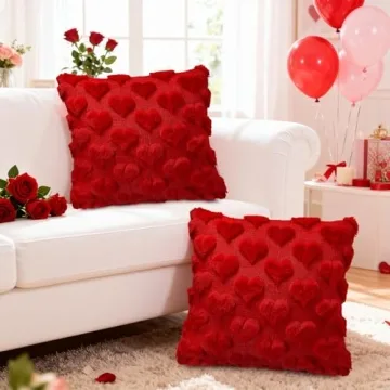 Valentines Day Decorative Pillow Covers - Set of 2 Soft Plush
