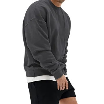 Surenow Men's Patchwork Crewneck Sweatshirt for Comfort
