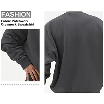 Surenow Men's Patchwork Crewneck Sweatshirt for Comfort