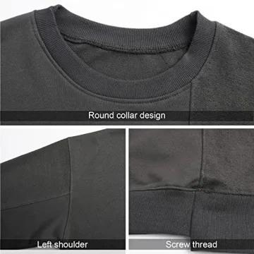Surenow Men's Patchwork Crewneck Sweatshirt for Comfort