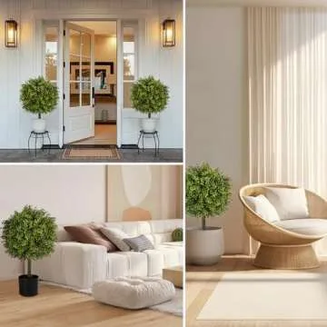 Veryhome Artificial Boxwood Topiary Tree for Indoor & Outdoor Decor