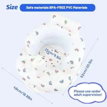 AirSwim Inflatable Baby Chair, Baby Inflatable Seat for Babies 3 Months and Up Summer Inflatable Baby Seat for Sitting Up, Blow Up Baby Floor Seat with Built in Air Pump, Rainbow