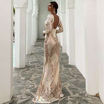 Elegant Sequin Long Sleeve Prom Dress for Women