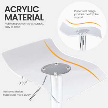 Stylish Brage Living Acrylic Backless Bar Stools