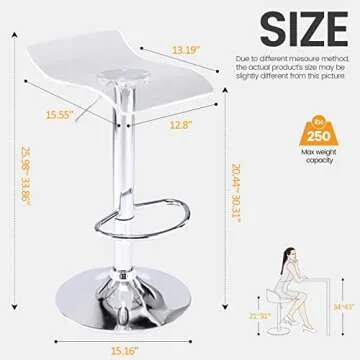 Stylish Brage Living Acrylic Backless Bar Stools