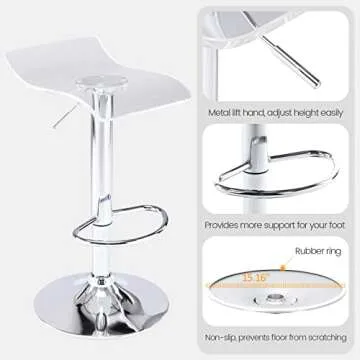 Stylish Brage Living Acrylic Backless Bar Stools