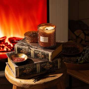 LA JOLIE MUSE Hearth & Velvet Flames Scented Candles, Christmas Candles for Home Scented, Warm Holid...