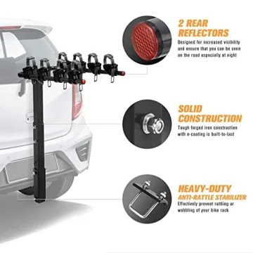 LITE-WAY Bike Rack 4 Bike Capacity Durable Hitch Mount