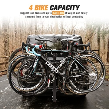 LITE-WAY Bike Rack 4 Bike Capacity Durable Hitch Mount