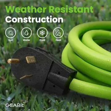 GEARit 30-Amp Extension Cord for RV and Auto, (50-Feet) 3-Prong 125-Volt 10/3 STW 10AWG Gauge 3 Wire, NEMA TT-30P to TT-30R, Outdoor Camper Power Cord