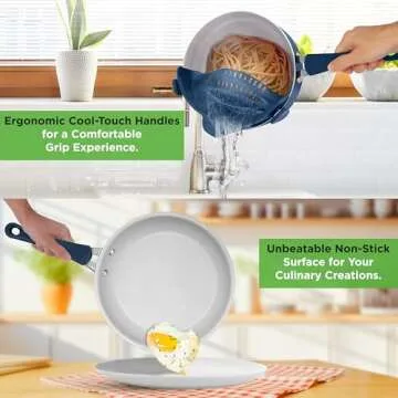 NutriChef 20-Pc Nonstick Cookware Set in Navy Blue