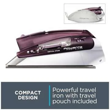 Rowenta Compact Travel Iron with Dual Voltage and Steam