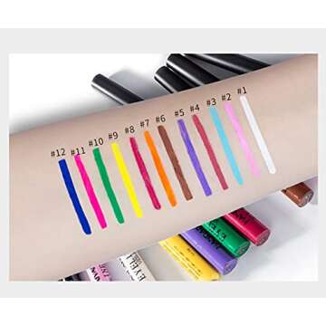BestLand 12 Colors Matte Liquid Eyeliner Set Rainbow Colorful Neon Eyeliner Pencil Pigmented Waterproof Smudgeproof Long Lasting Gel Eye Liner Christmas Makeup Gift Kit for Women (Set A)