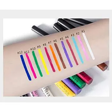 BestLand 12 Colors Matte Liquid Eyeliner Set Rainbow Colorful Neon Eyeliner Pencil Pigmented Waterproof Smudgeproof Long Lasting Gel Eye Liner Christmas Makeup Gift Kit for Women (Set A)