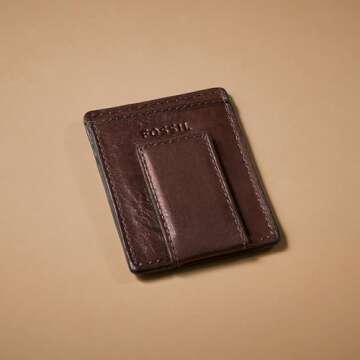 Fossil Men's Ingram Leather Magnetic Card Case with Money Clip Wallet, Brown, (Model: ML3235200)