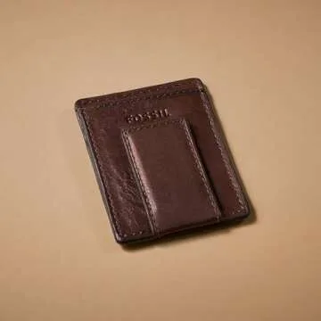Fossil Men's Ingram Leather Magnetic Card Case with Money Clip Wallet, Brown, (Model: ML3235200)