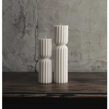 LAWA Handmade Spiral Spire Candles - Elegant White Set of 2