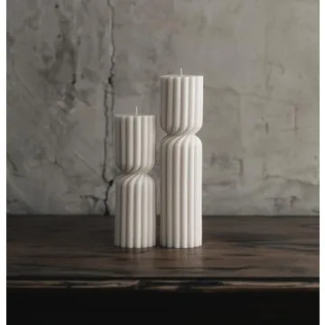 LAWA Handmade Spiral Spire Candles - Elegant White Set of 2