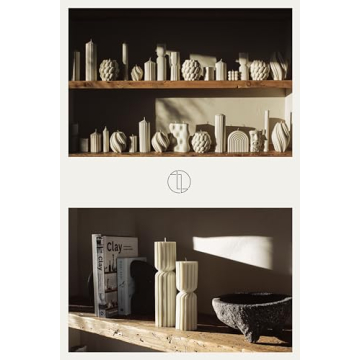 LAWA Handmade Spiral Spire Candles - Elegant White Set of 2