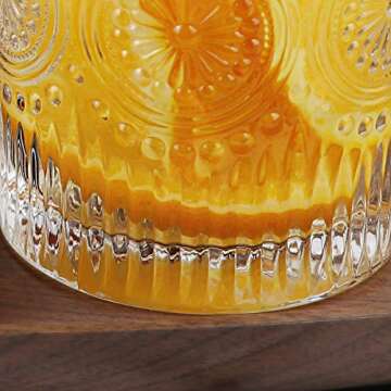 MISIMPO Drinking Glasses Set of 4, 9.5oz Embossed Vintage Glasses Set Romantic Water Glassware for Juice, Cocktail, Whiskey Glasses(9.5oz)