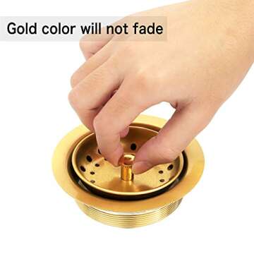 Zeesink Gold Kitchen Sink Strainer Stopper,Stainless Steel Sink Stopper,Replacement Basket Stopper for 3-1/2 Inch Standard Gold Kitchen Sink Drain