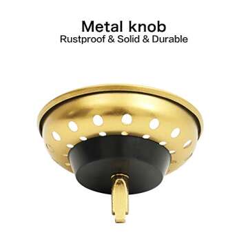 Zeesink Gold Kitchen Sink Strainer Stopper,Stainless Steel Sink Stopper,Replacement Basket Stopper for 3-1/2 Inch Standard Gold Kitchen Sink Drain