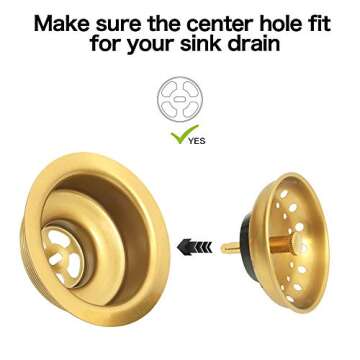 Zeesink Gold Kitchen Sink Strainer Stopper,Stainless Steel Sink Stopper,Replacement Basket Stopper for 3-1/2 Inch Standard Gold Kitchen Sink Drain