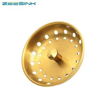 Zeesink Gold Kitchen Sink Strainer Stopper,Stainless Steel Sink Stopper,Replacement Basket Stopper for 3-1/2 Inch Standard Gold Kitchen Sink Drain