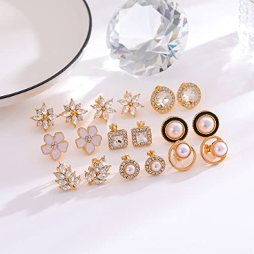 Jannisa Gold Clip-on Earrings Set – 15 Stylish Pairs