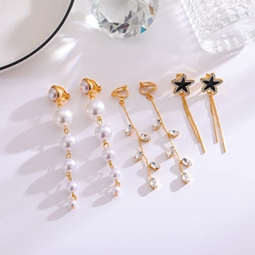 Jannisa Gold Clip-on Earrings Set – 15 Stylish Pairs