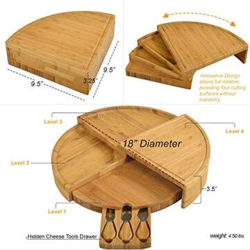 Picnic at Ascot Patented Bamboo Cheese & Charcuterie Board with Knife Set