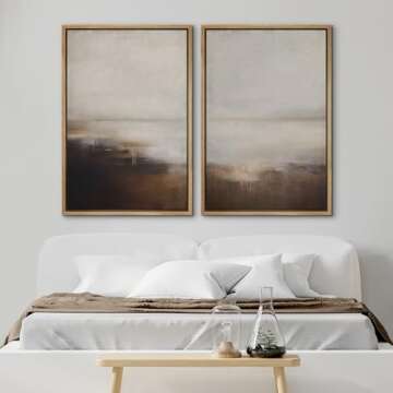 SIGNWIN Framed Canvas Print Wall Art Neutral Landscape Subtle Brown and Gray Tones Illustrations Mod...