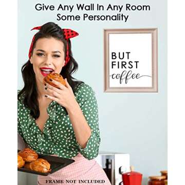But First, Coffee: Farmhouse Kitchen Wall Art Decoration & Decor - 8x10 Unframed Art Print Signs, Ae...