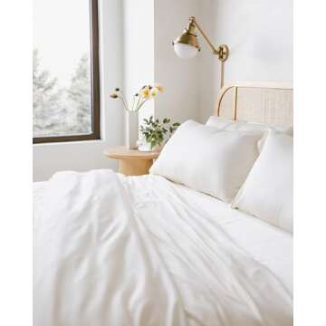Cozy Earth Luxury Bed Sheet Set - 100% Viscose from Bamboo Fabric, Ultra-Soft & Breathable, Fits Reg...