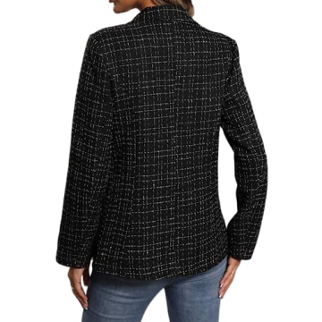 Mina Self Women's Tweed Blazer Elegant Business Casual Jacket