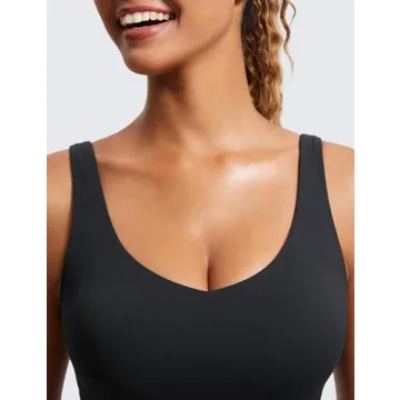CRZ YOGA Women’s V Neck Longline Sports Bra - Soft & Supportive