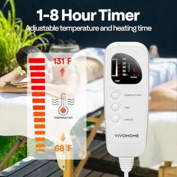 VIVOHOME Massage Table Warmer with Timer and 5 Heat Settings from 68℉ to 131℉ for Spa Bed, 71" X 30" (L X W)