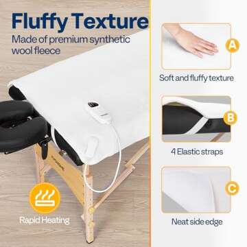 VIVOHOME Massage Table Warmer with Timer and 5 Heat Settings from 68℉ to 131℉ for Spa Bed, 71" X 30" (L X W)