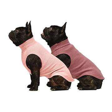 Fitwarm 2-Pack Turtleneck Dog Sweater Puppy Winter Clothes Doggie Knitted Vest Pet Cold Weather Clothes Cat Apparel Red Pink Small